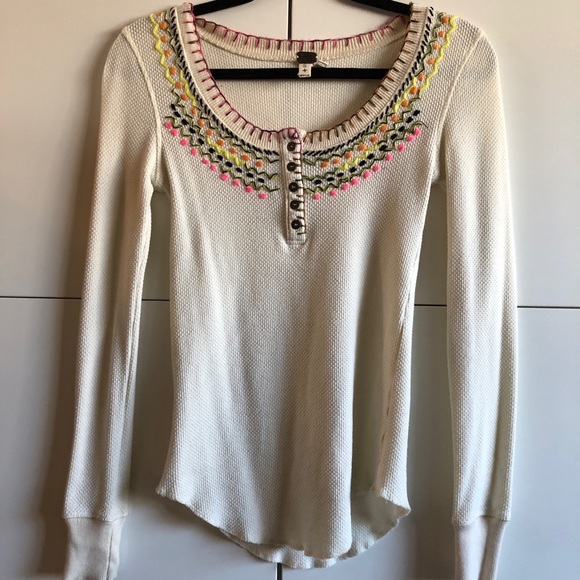 WE THE FREE CREAM STITCH TOP - Picture 1 of 6